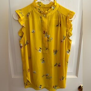 LOFT yellow flowered work shirt. XS.